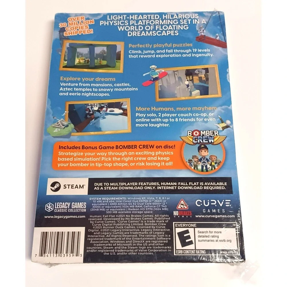 New Sealed Digital Human Fall Flat Bomber Crew PC DVD-ROM Game Legacy Games 2021